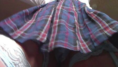 Upskirt Satin Blue Panty Scissorhold (mkv)