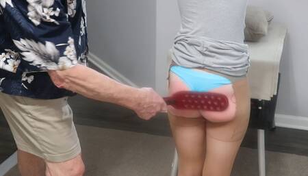 Dsc12-6) Petite Spinner Reagan Reid BDSM Spank, Paddle and Cane Followed by Old Man Fucking Her and a Creampie