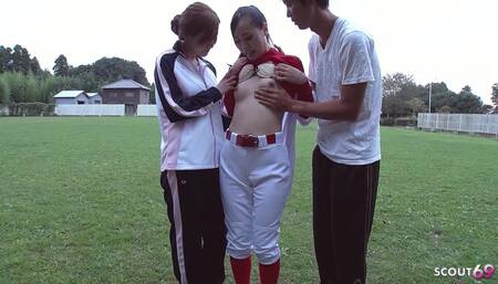 Older Japanese Mature Couple Seduce Skinny Teen to Outdoor FFM 3some Sex in Uncensored JAV