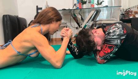 Part 6 out 7 Series Anastasia vs Zac in Mixed Arm Wrestling Match