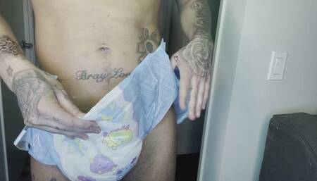 Diaper Stud Wets Diaper and Jerks Off