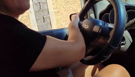 A goddess pumping pedals and driving a car in flip-flops (2)
