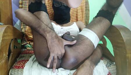 Bangladeshi Gay Boy Taking a Huge Dildo in His Asshole and Having Fun on Sofa