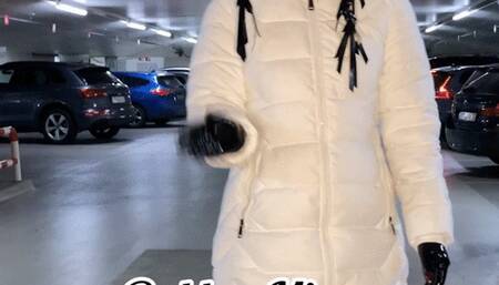 Rubbermissy s parkdeck walk in transparent latex catsuit and latex mask