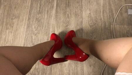 Red heels dangling!