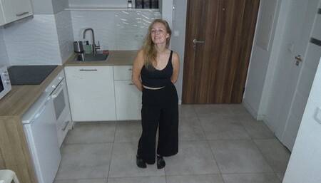 Naked, rough bastinado session + interview with professional actress Berry