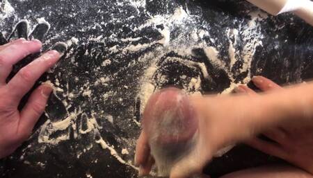 Cooking Dick for Dinner. Part 1-3. Jerking off and Breading a Penis in Flour.