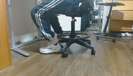 Nylons Shoeplay stockings strip and CUM show at end