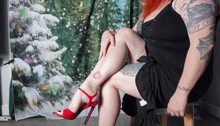 Crossed Legs in Red Stilettos Christmas Themed MP4 1080 Silent Clip