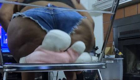 Transformation Fetish - Goddess MXDominion Dominates Lover Transformed into Hello Kitty Toy with her Bubble Butt in Tiny Blue Jean Shorts 1080, ass fetish, ass smother, female domination