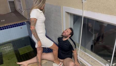 Ballbusting Outdoor by Patricia blonde bitch !! PART 2