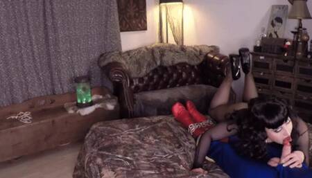 Ms Lane Revives Superman POV Blowjob in Red Lipstick, Pantyhose, Leather & Stiletto High Heels Side View - HD 1080p mp4