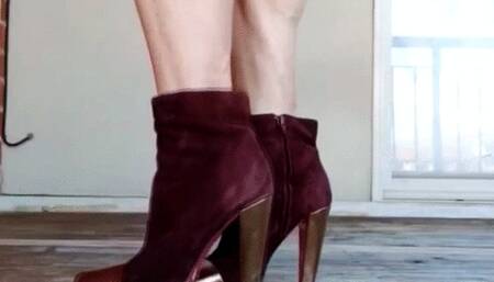 Outdoors Suede Boots Leg Crossing and Muscle Worship