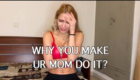 Stepmom tries on bras & angry JOI