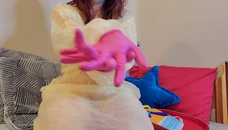 Nurse Gives Pink Glove Tease