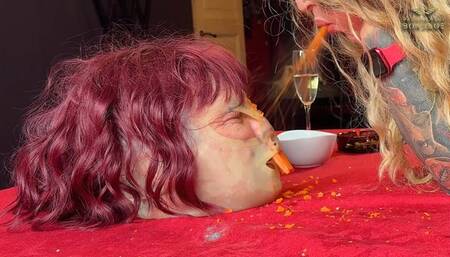 Humiliating the Helpless Slave at the Dining Table: Dominatrix's Unrelenting Power