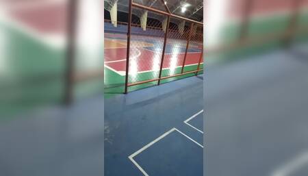Jerking off on the Sports Court