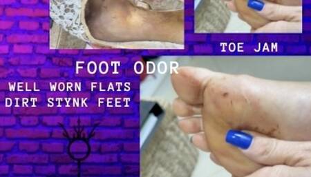 Flats well worn and stinky toe jam