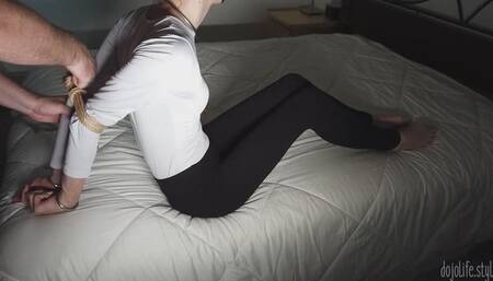 Behind the scenes of us doing a photoshoot, rope bondage and a buzz