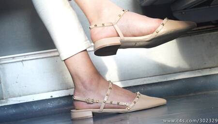 Foot fetish and sexy elegant sandals admiration, beauty feet done to dream, shoes and foot fetish watching