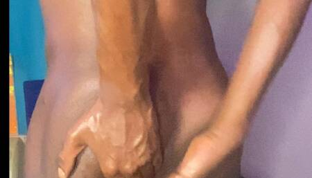 Black Transwoman Edging with Shea Butter