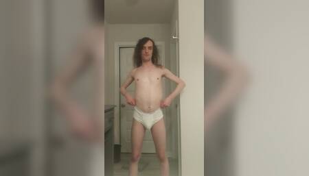 Weak Girly Femboy Exposed Wearing Tighty Whities
