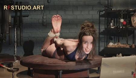 Home Girl - Lovely Simple Hogtie on the Turntable with Oiled Soles (FULL HD MP4)