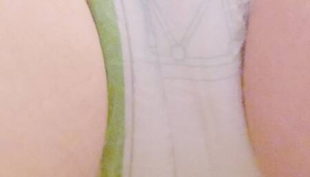 Peeing closeup in huggies pullup and cumming