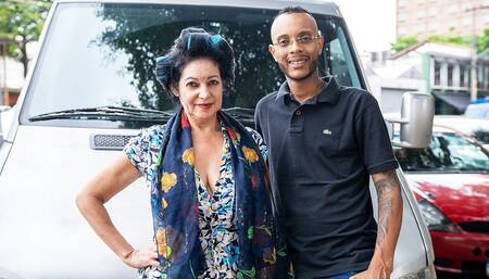 mature busty beauty having anal in bus