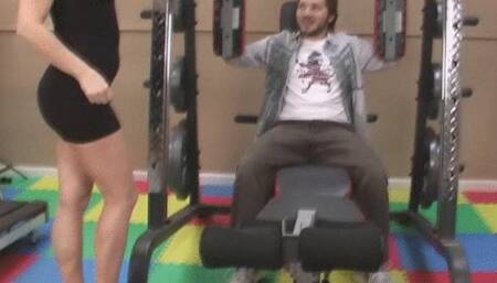 Hot Wife Carmen Jerks Her Stepson's Friend At The Gym! (wmv)
