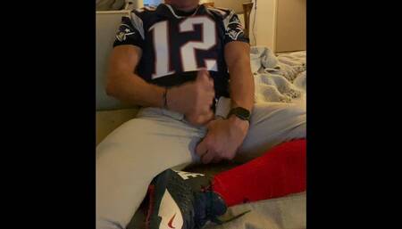 Jockdad87 Shoots a Load of Cum in His Football Gear