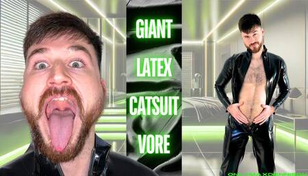 Giant latex catsuit vore
