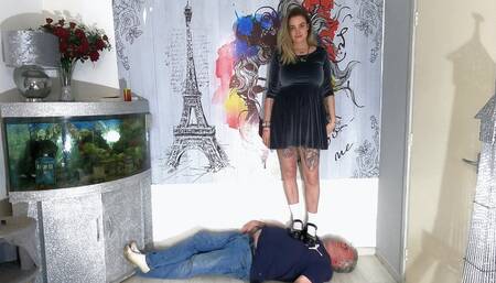 Jennifer Trampling In Her Velvet Dress White Socks & Chunky Mary Jane Shoes (4K)