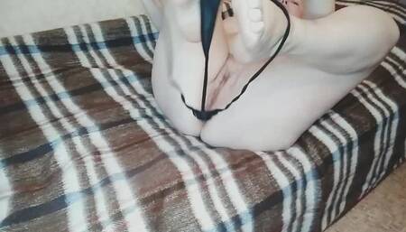 Hairy BBW dildo fuck