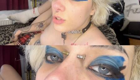 glitterqueen1999 nose fetish fuck my nose until you cum cum countdown topless gothic tattoos and piercings tartan skirt fingering