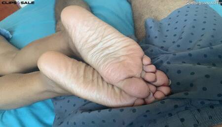 Sweaty Feet Tease His Boner