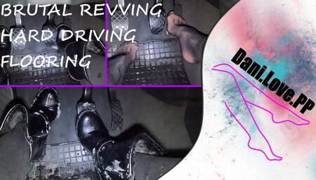 Hard driving and revving wearing boots and nylons | pedal pumping