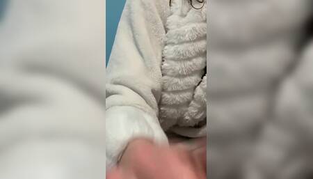 His girlfriend oils up his cock to give him a handjob he won't soon forget.