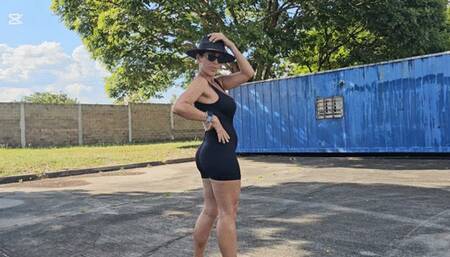 Milah Arches Sensually Walking in her Black Kiara Mules