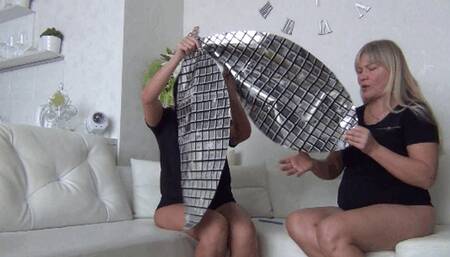 Inflated 2 disco balloons a