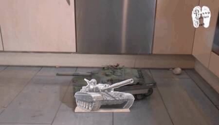 New RC-Tank crushed under pretty feet