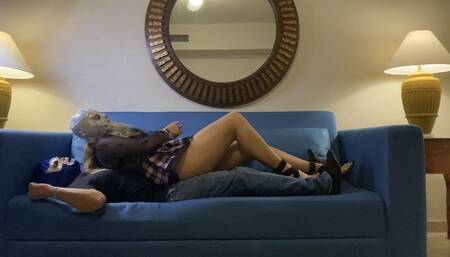 HUMAN FURNITURE - WHEN I AM AT HOME I FEEL COMFORTABLE USING MY HUMAN COUCH - PRINCESS VIOLET