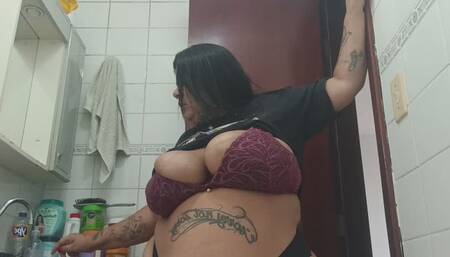 Bbw smoking in the bathroom
