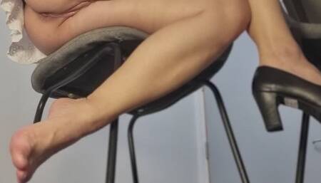 Comfy working on my laptop without panties, sneak peek but don't tell anyone