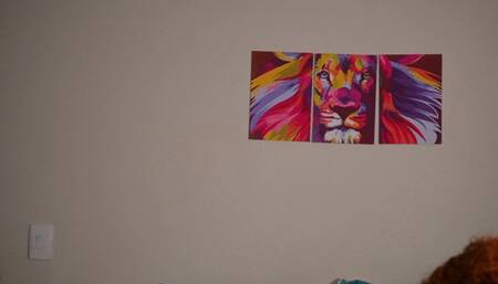 Masturbating the hot redhead's pussy and making her cum really nicely