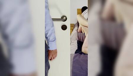 Cheating Wife Gets Caught - Husband Jerks off Secretly Watching Them
