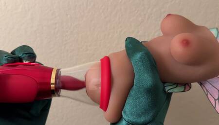 Using a Sucking Pumping Licking and Vibrating Toy on Fairy Onahole [Sex Toys, Pumping, Sucking, Licking, Oral, Penetration, Size Difference]