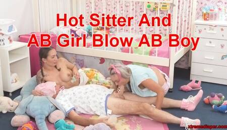 Hot Sitter And AB Girl Blow AB Boy
