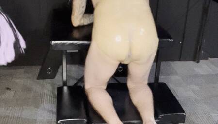 Mistress Dolly Breaks Her Cane on Her Submissive’s Rubberized Flesh!