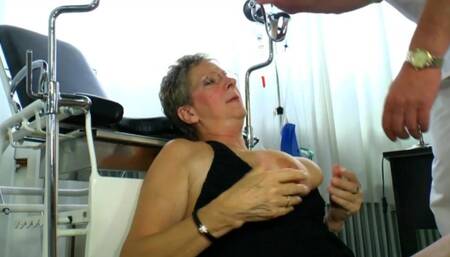 Busty Amateur Granny Pissed in Mouth by Gynecologist